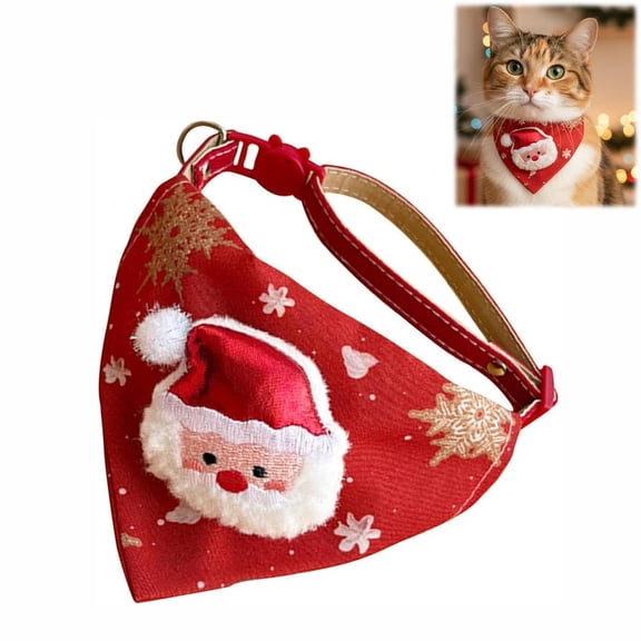 Cat Collar with Bandana and Bow Tie, Breakaway Adjustable Kitten Collar with D-Ring, Detachable Triangle Scarf Collar for Cats and Small Dogs