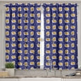 thumbnail image 2 of Ambesonne Cats Valance & Curtain, Sleeping Kittens Nighttime, 55"x36", Earth Yellow Royal Blue, 2 of 6