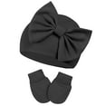thumbnail image 5 of Zando 4Pcs Infant Hat and Gloves Set Newborn Hats for Girls Knit Baby Hat with Bow Soft No Scratch Mittens 0-3 Months, 5 of 5