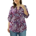 thumbnail image 3 of VERABENDI Women's Plus Size Tops 3/4 Sleeve Shirts Dressy Casual Metal Buckle V-Neck Tunic Blouses,M-4XL, 3 of 11