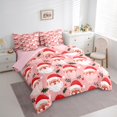 thumbnail image 4 of Manfei Cartoon Santa Claus 7-Piece Bedding Comforter Set,Christmas Flower Red Berry King Bedding Sets,Pink Red White Bed Sheets For Girl,Breathable Home Decor Reversible, 4 of 9