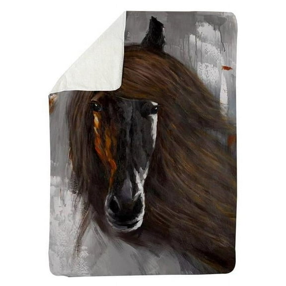 Begin Home Decor 5545-6080-AN123 60 x 80 in. Proud Brown Horse-Sherpa Fleece Blanket