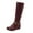 Wine, variant on Xfvqtps Fleece Lined Knee High Boots for Women Flat Warm Winter Boots with Belt Buckle Comfortable Hidden Wedge Heel Casual Boots Black