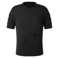 thumbnail image 3 of toraway Chemises pour Hommes Manches Courtes Décontractées Col Rond Slim Couleur Unie Manches Courtes T-Shirt Rayé Plissé Manches Courtes G, 3 of 4