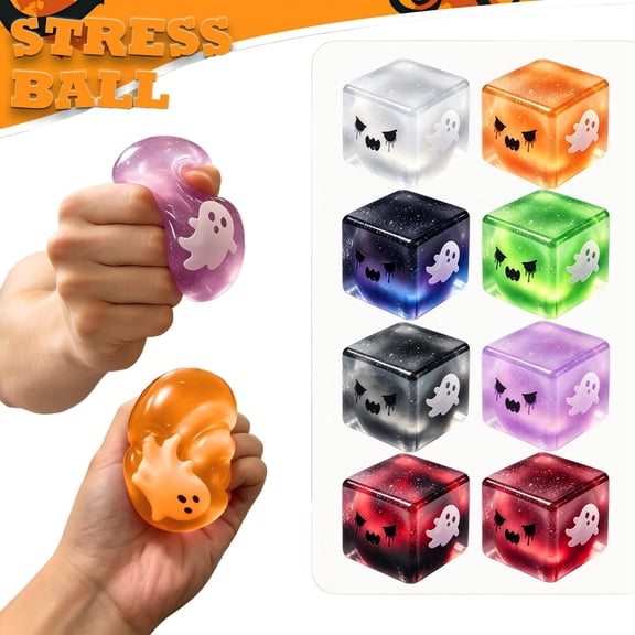 Halloween Spooky Squishy Cube Super Soft Gothic Stress Ball, Dark Purple Sensory Fidget Toy for Women Men Party Favor Gift - 1 Pack