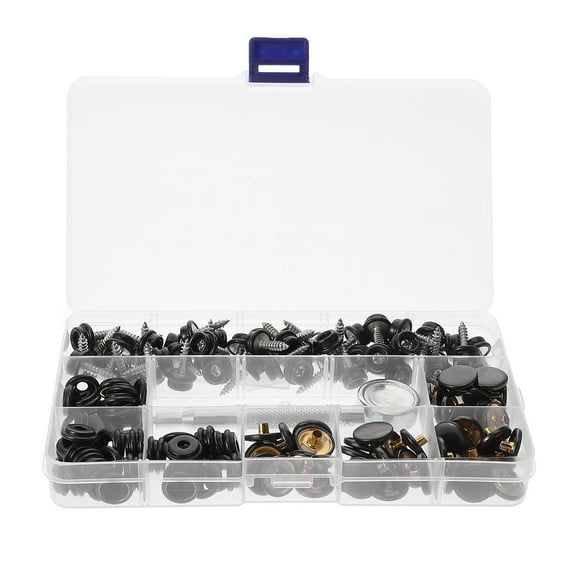 Masteelf 1 Set Black Fastener Screw Snaps Boat Canvas Cover Snap Button Cap Marine Grade Stainless Steel Screws Snap Setting Tool Kit for Furniture Canvas Fabric Boats