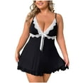 thumbnail image 2 of Xysaqa Plus Size Women Nightgown Sexy Floral Lace Chemise Sleepwear V Neck Womens Lingerie Sleep Dress Nightwear 2X 3X 4X Summer Savings, 2 of 7