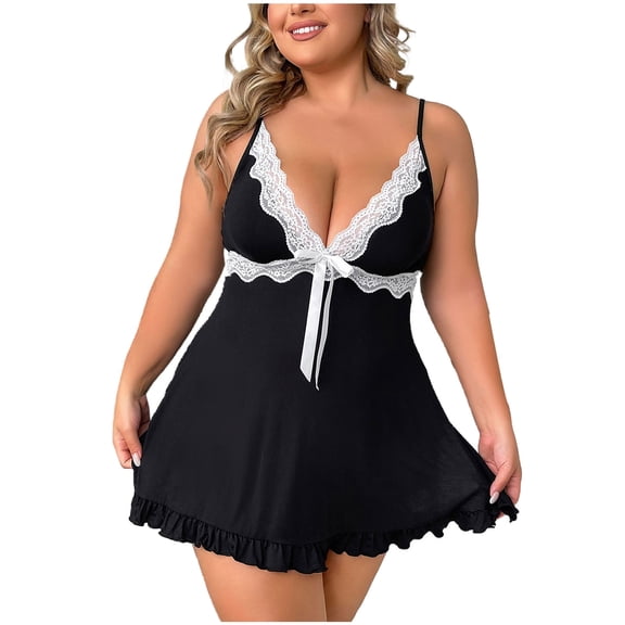 Wdfiry Nightgown for Women Babydoll Lingerie Lace Chemise Sleepwear Lace Sexy Nighty Slip Nightwear