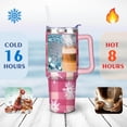 thumbnail image 4 of Pink Checkered White Snowflakes 40 Oz Tumbler with Handle Lid and Straw Stainless Steel Double Walled Vacuum Insulated Cup Merry Christmas Gifts Tumbler for Women Men Friends Outdoor Indoor, 4 of 6