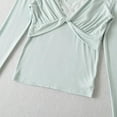 thumbnail image 6 of Busydd Womens Undershirts Trendy Lace V Neck Thermal Shirts for Women Comfy Casual Cotton Solid Color Pleated Long Sleeve Tops for Women L, 6 of 7
