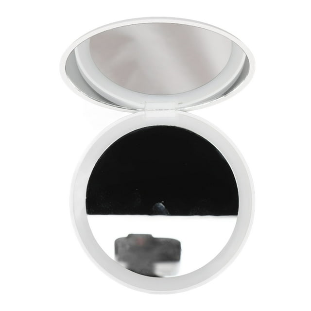 Espejo De Bolsillo LED Mkaeup, Mini Espejo De Bolsillo Con Luz LED Redondo Transparente Plegable Compacto Para Exteriores