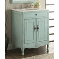 thumbnail image 2 of Benton Collection 26" Distressed Light Blue Cottage Bathroom Vanity with White Marble Top, 2 of 5