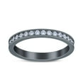thumbnail image 2 of Black Tone, Simulated Cubic Zirconia Size-8 Full Eternity Stackable Band Wedding Engagement Bridal Ring 925 Sterling Silver, 2 of 7