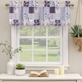 thumbnail image 2 of 2 Pack Valances for Window, Spring Floral Short Curtains for Kitchen Bedroom Living Room, Dark Purple Flowers Patchwork Grid Bohemia Rod Pocket Small Window Treatment Valance Drapes 54 x 18 Inch, 2 of 8