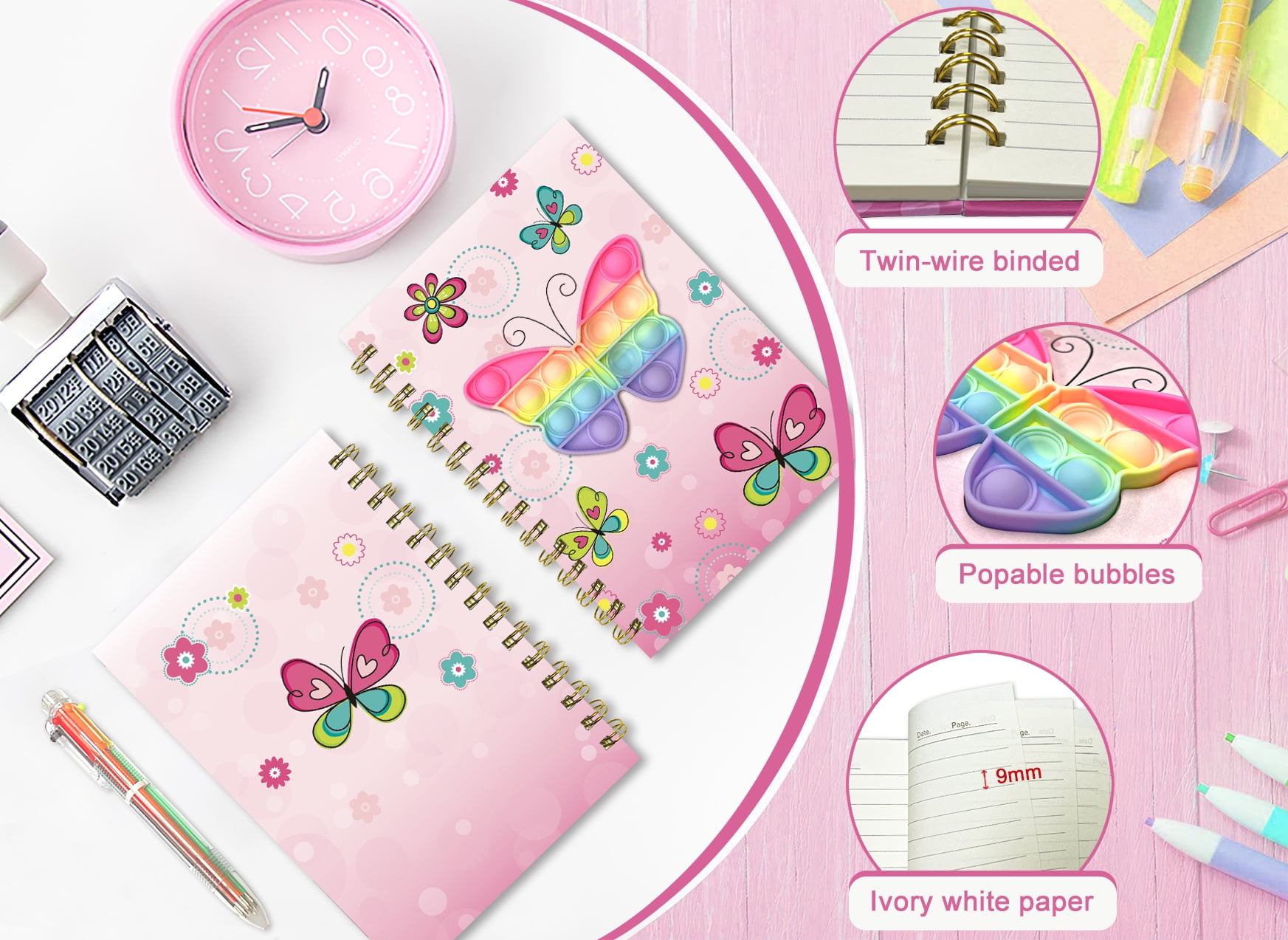 GINMLYDA Pop Notebook for Kids & Teens, Spiral Journal with