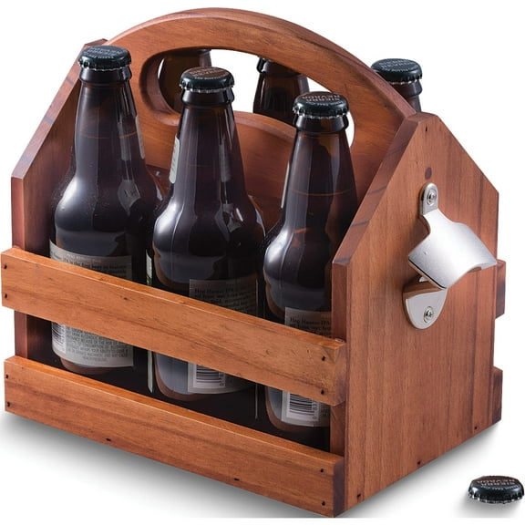 Fashion Wood Bottle Caddy With Opener (10 X 6.25) Made In China gm18359