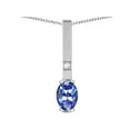 thumbnail image 2 of Star K � Oval 8x6mm Genuine Tanzanite Bar Pendant Necklace, 2 of 9