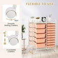 thumbnail image 5 of 15-Drawer Rolling Storage Cart, Multipurpose Rolling Storage Cart, Storage Organizer on Wheels, Durable Metal Frame, Scrapbook Paper Tools, Suitable for Office School (Peach), 5 of 18