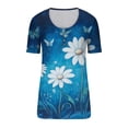 thumbnail image 4 of Lydiaunistar T-Shirt Décontracté à Manches Courtes pour Femmes, Grande Taille, Col Rond, Imitation Coton, Léger, pour Usage Quotidien, Bleu, 4 of 5