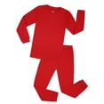thumbnail image 1 of Elowel Garçons Filles Rouge Solide 2 Pièces Pyjama Ensemble 100% Coton Taille 12 M -12 Ans, 1 of 36