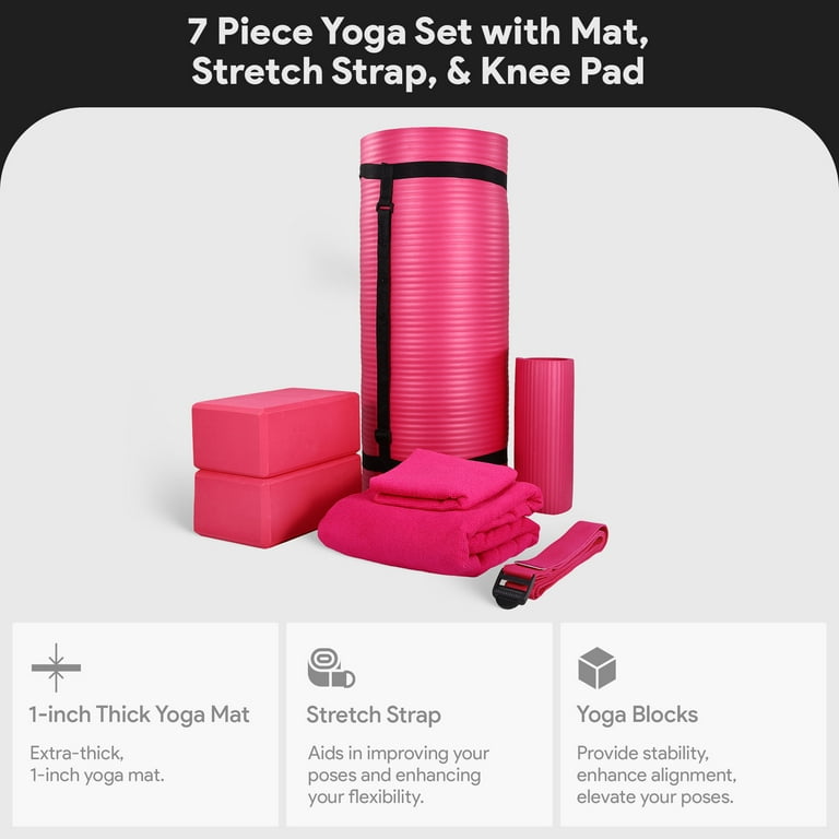 Free Shipping! BalanceFrom Fitness 7 Pc Yoga Set w/ Mat, Stretch