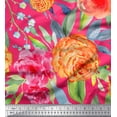 thumbnail image 1 of Soimoi Pink Viscose Chiffon Fabric Leaves,Peach & Pink Floral Print Sewing Fabric BTY 42 Inch Wide, 1 of 1