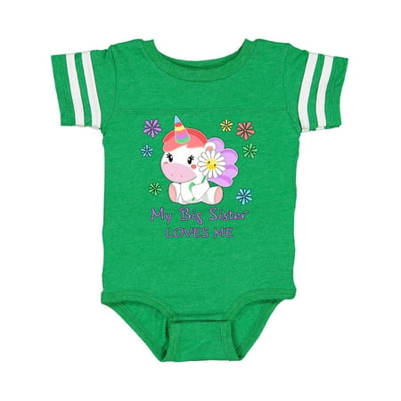 

Inktastic My Big Sister Loves Me- cute unicorn Gift Baby Boy or Baby Girl Bodysuit