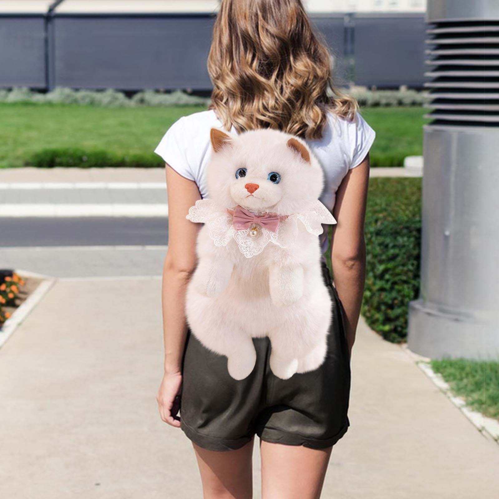 Hxlamzoo Ragdoll Plush Backpack, Soft Stuffed Animal Bag with