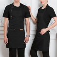 thumbnail image 2 of Canvas Halter Adjustable Kitchen Apron Serving Aprons with Pockets Restaurant Cafe Barbecue (Black), 2 of 3
