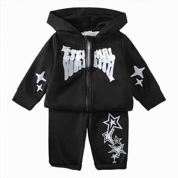 Toddler Boy Clothes Long Sleeve Sweatshirt Top Long Sweatpants Infant Boy Fall Winter Outfits 6-12 Months 12-24 Months 2t 3t 4t 5t 6t Children Black,6-9 Months