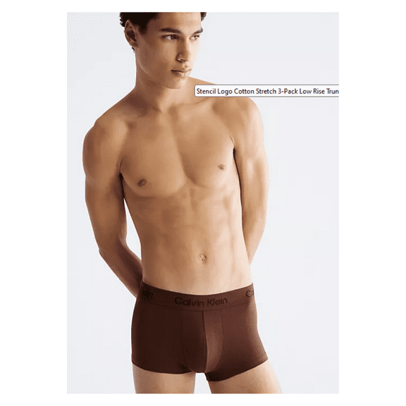 Calvin Klein Stencil logo cotton stretch Low Rise Trunk, Small,Multicolor.