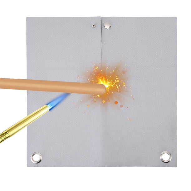 Manta De Soldadura Ignífuga, 2 Ojales Superiores Uso Versátil Orificio De Tubo Recortado 2 Piezas 11.81x11.81 Pulgadas Material De Fibra Almohadilla De Soldadura Ignífuga Para