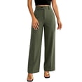 thumbnail image 6 of Tbopshirt Women's Dress Pants Work Pants High Waist Button Closure Straight Leg Solid Formal Suit Trousers with Side Pockets for Office Casual Wear,Army Green,S-XXL, 6 of 6