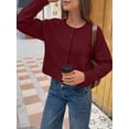thumbnail image 2 of Women's Comfortable Solid Round Neck Loose Drop Shoulder Cardigan Sweater Top, Autumn Fashion Casual Outfit Fall, 2 of 11