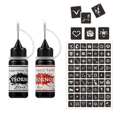 TRINGKY 2 Color Temporary Tattoo Kit for Women Men Kids Fake Tattoos Semi Permanent
