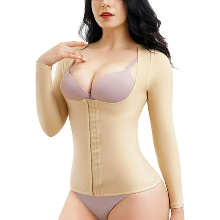 

Loday Women Waist Trainer Shapewear Tummy Control Corset Arm Slimmer Body Shaper Post Surgery Compression Top(Beige 2XL)