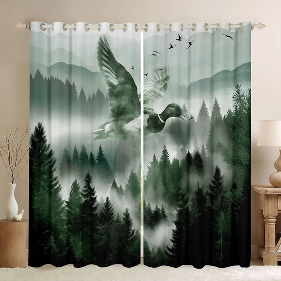 Feelyou Wildlife Duck Curtains Pack of 2 (42x84 Each), Nature Scenery Curtains Blackout