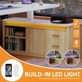 thumbnail image 5 of Craftian L-Shaped Electric Standing Desk with LED Lights & Power Outlets, Modern Adjustable Height Sit-Stand Desk, White& Oak, 5 of 10