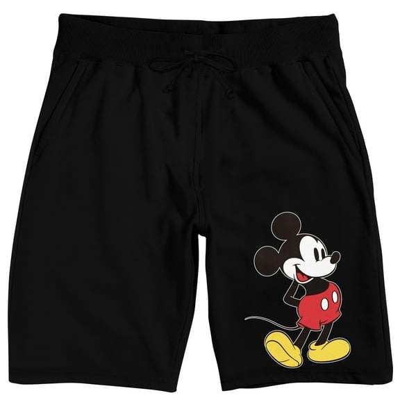 Mickey Mouse Playful Pose Adult Black Sleep Pajama Shorts-Small