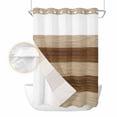 thumbnail image 2 of Brown Wood Grain No Hook Shower Curtain Waterproof, Bathroom Curtains with Snap in Liners and See Through Top Window, Ombre Rustic Retro Wooden Plank Hotel Style Bathtub Curtains Shower 72"Wx96"L, 2 of 8
