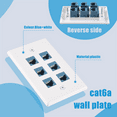 thumbnail image 4 of Cat 6 Ethernet Wall Plate 6 Port,Ethernet Wall Plate Female-Female Removable Compatible with Cat7/6/6E/5/5E, 4 of 5