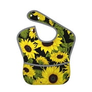 Bingfone Mess-Proof Baby Bib - Waterproof Bib For Baby Boy Or Girl With Food Catcher Pocket, Unisex-Sunflowers In Vintage