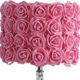thumbnail image 3 of Benjara BM231814 Bloom Roses Drum Shade Table Lamp with Twisted Acrylic Base, Pink, 3 of 5