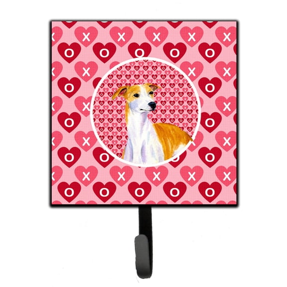 Whippet Hearts Love and Valentines Day Portrait Leash or Key Holder