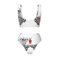 thumbnail image 5 of Daiia Moose Kissing Under Mistletoe Women's Bikini Set Two Piece Swimsuit High Waisted Bikini Adjustable Straps Bikini Perfect for Beach, Pool, and Summer Vacation-Small, 5 of 9