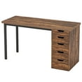 thumbnail image 2 of Fnova Modern Computer Desk with 5 Drawers, 47.24" Home Office Desk, Brown, 2 of 15
