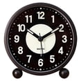 thumbnail image 1 of Reloj despertador luminoso de 4 pulgadas redondo, silencioso, analógico, sin tictac, funciona con pilas, con sonido fuerte FVF, 1 of 5