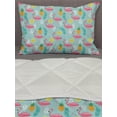 thumbnail image 3 of Art Comforter & Sham Bedding Set, Exotic Theme Pink Flamingos and Pineapples Hawaiian Background Palm Leaves, 3 pcs Duvet Set Microfiber Filling Quilt, 5 Sizes, Multicolor, by Ambesonne, 3 of 4