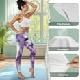 thumbnail image 7 of COEQINE Women Buttery Soft Yoga Leggings with Pockets Tummy Control Breathable High Waisted Gym Pants Violet Butterfly Marble 4-Way Stretch Hip Lift Tights for Shopping, XS, 7 of 7