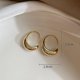 thumbnail image 2 of Vintage Matte Metal Gold Geometric C Round Shape Circle Hoop Earrings For Girl Women$chunky Gold Hoop Earrings, 2 of 4